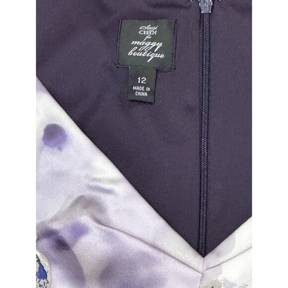 Suzi Chin for Maggy Boutique 12 Silk Purple Sheath Dress V-neck feminine party - Picture 4 of 9